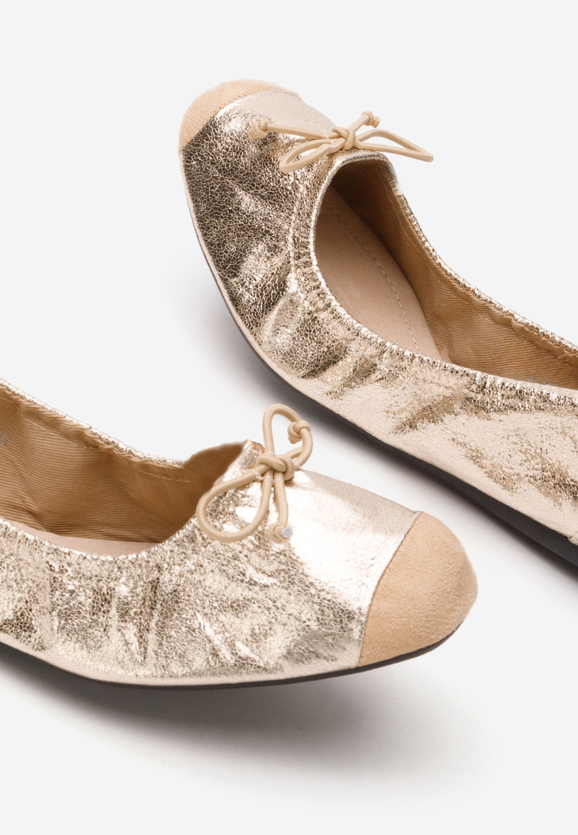 Złote baleriny damskie Amania V2