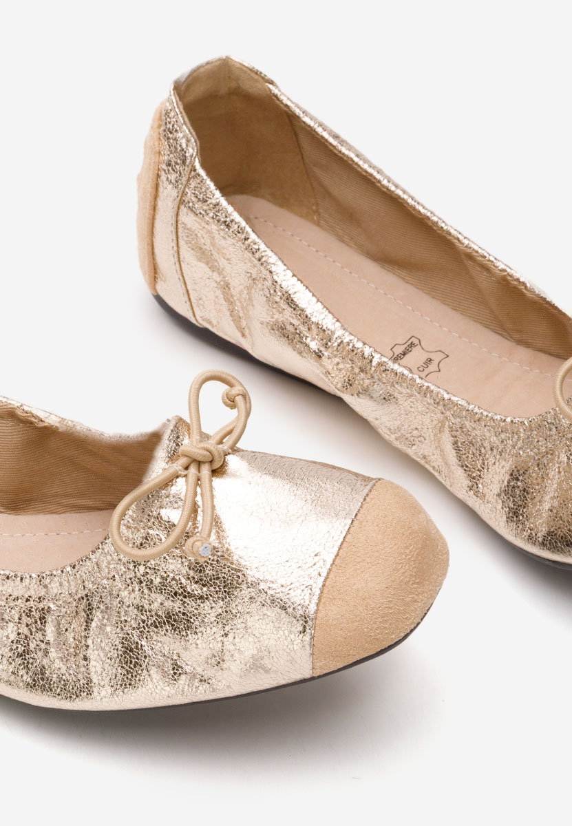 Złote baleriny damskie Amania V2