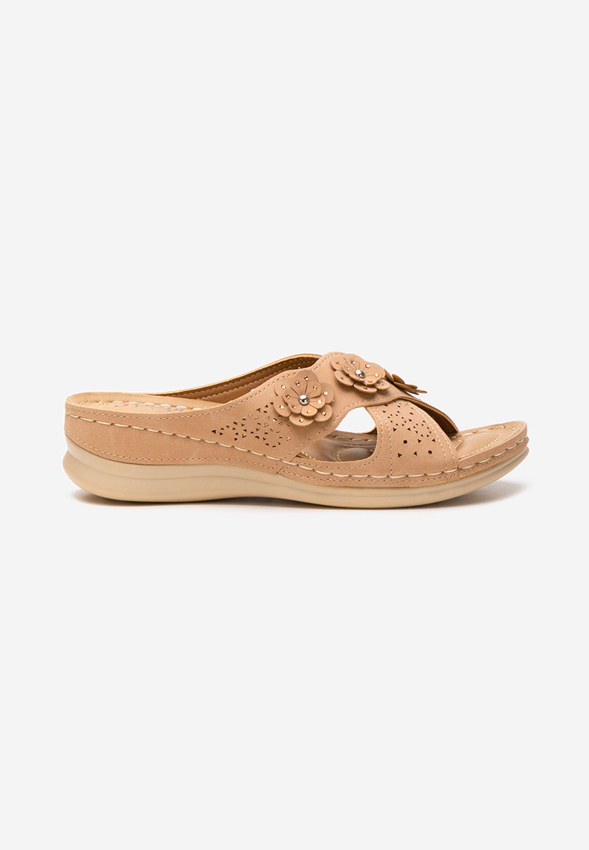 Khaki klapki na koturnie Clarysa