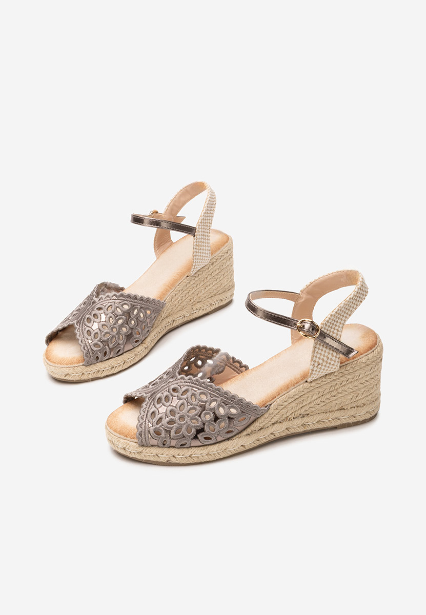 Szare espadryle na koturnie Finana