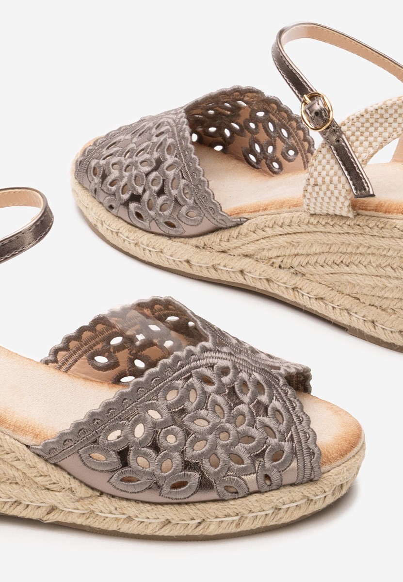 Szare espadryle na koturnie Finana