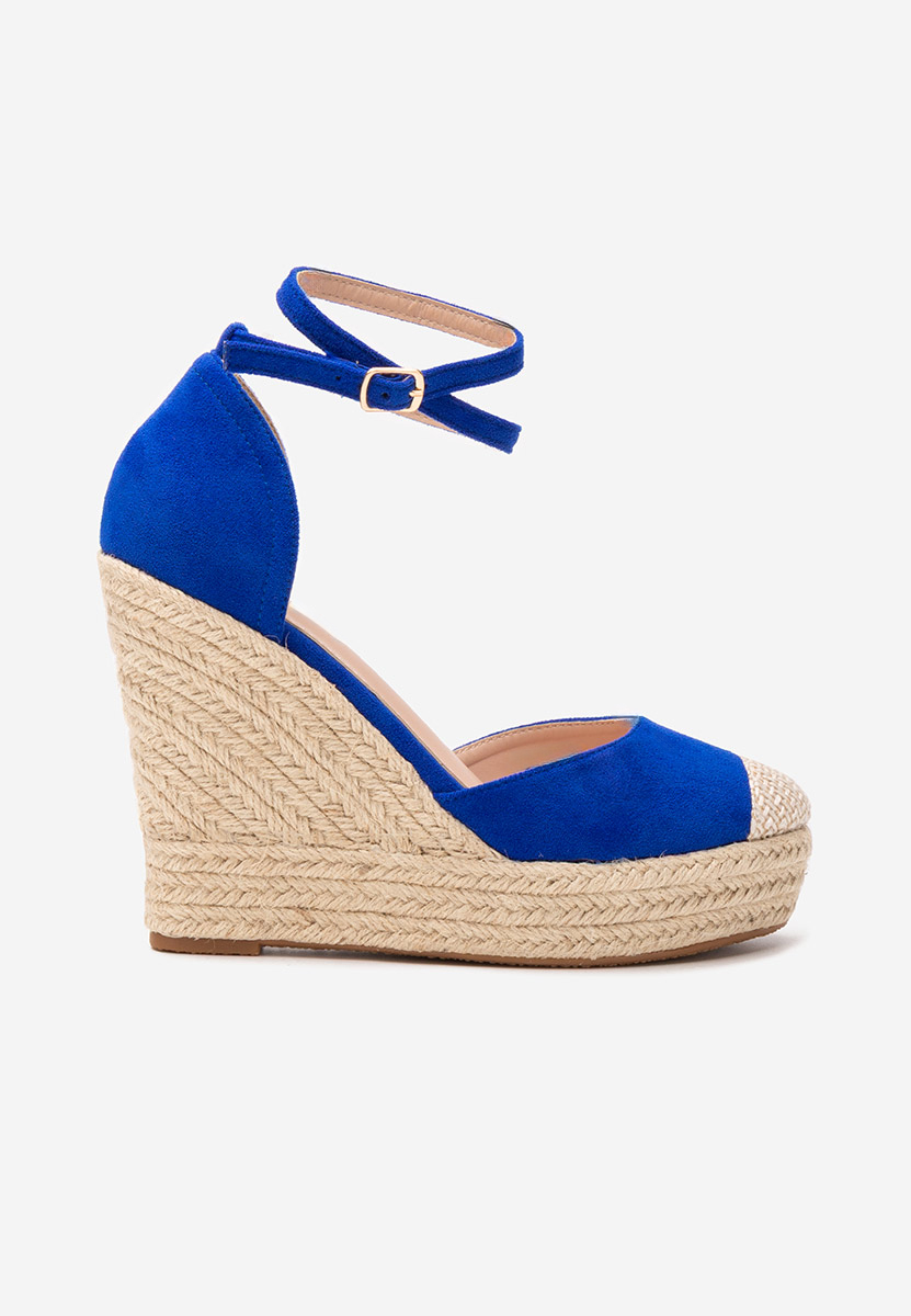 Niebieskie sandały na koturnie Saniza V4