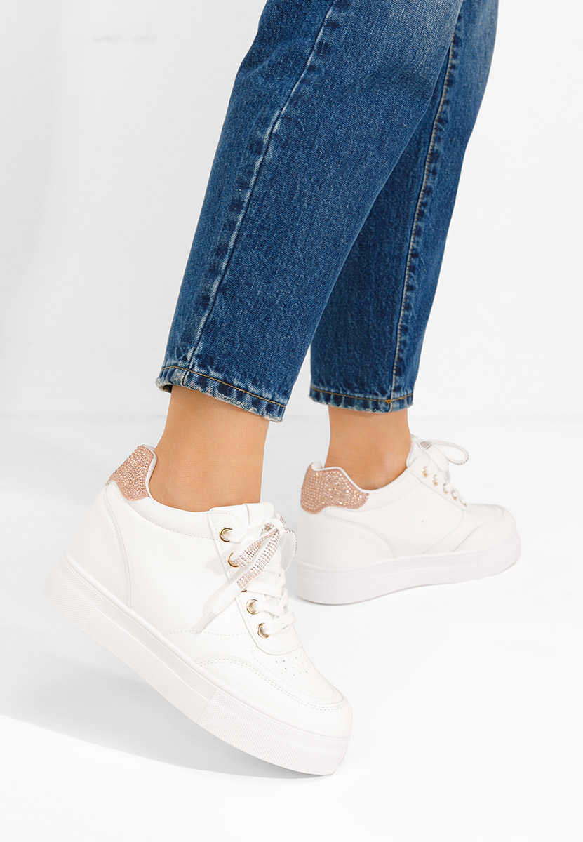 Białe sneakersy na koturnie Grivina V2