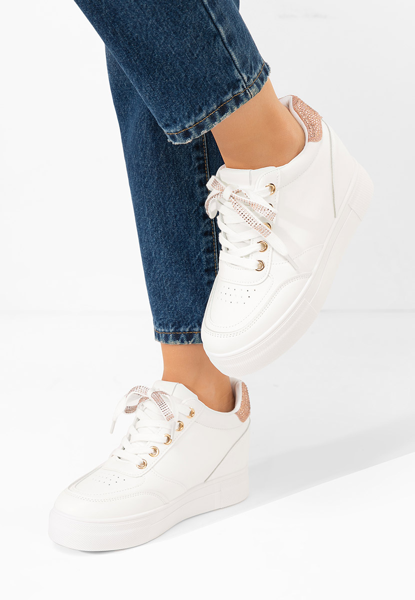 Białe sneakersy na koturnie Grivina V2