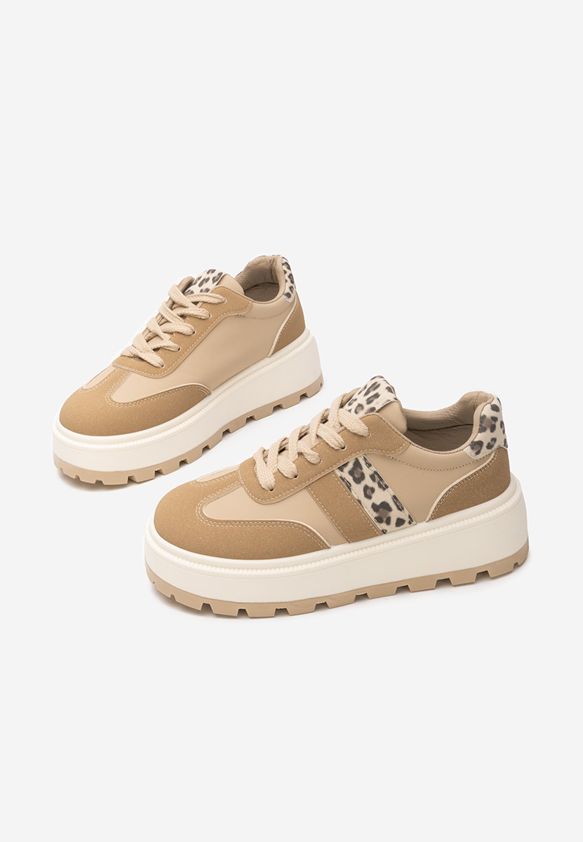 Khaki sneakersy na platformie Estephany