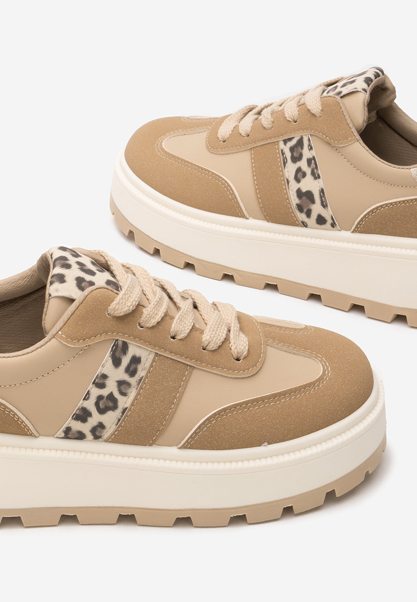 Khaki sneakersy na platformie Estephany