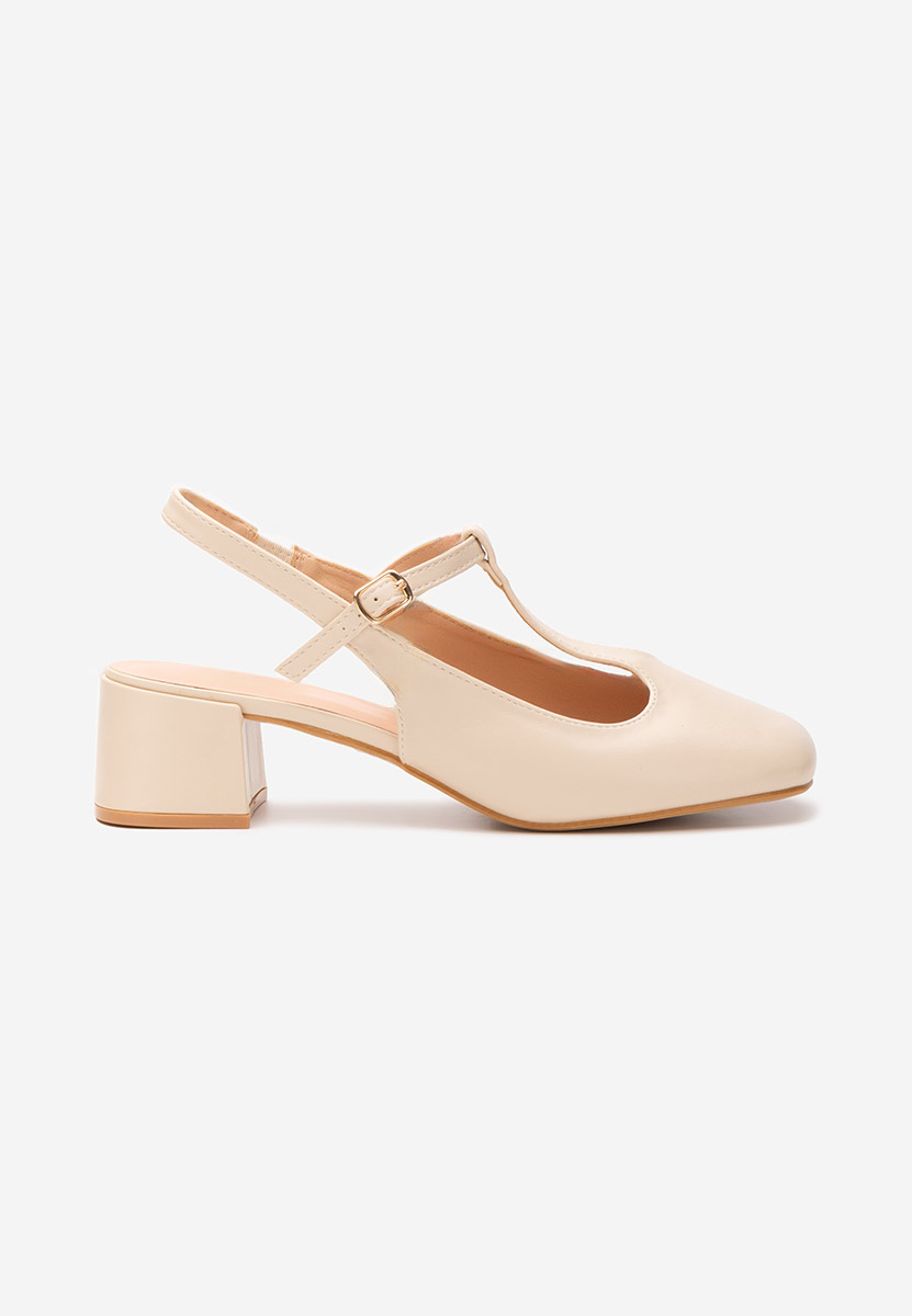 Beżowe czółenka na słupku Beatrina V2