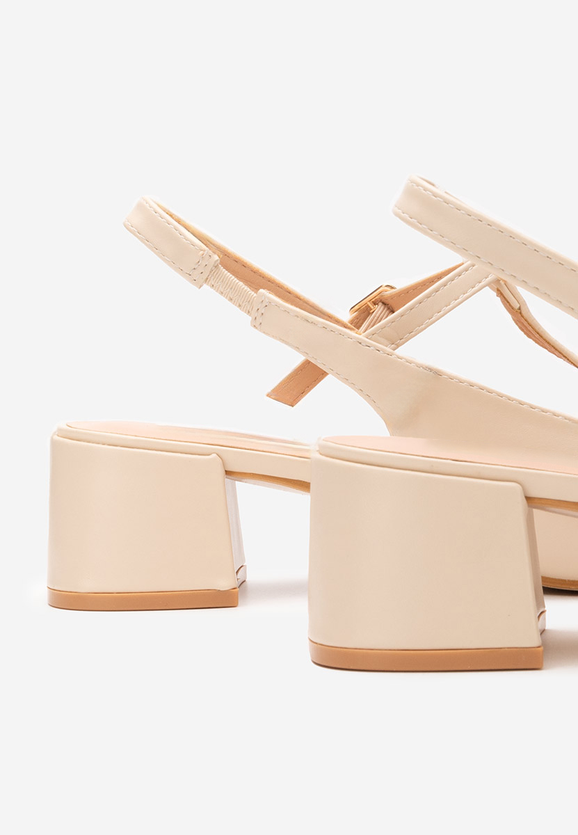 Beżowe czółenka na słupku Beatrina V2