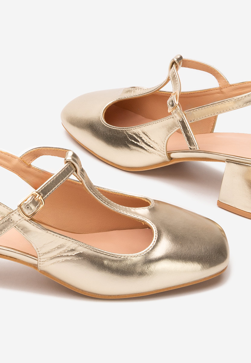 Złote czółenka na słupku Beatrina V2