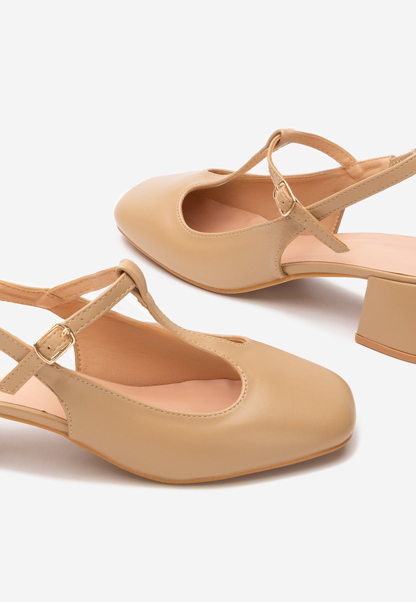 Khaki czółenka na słupku Beatrina V2