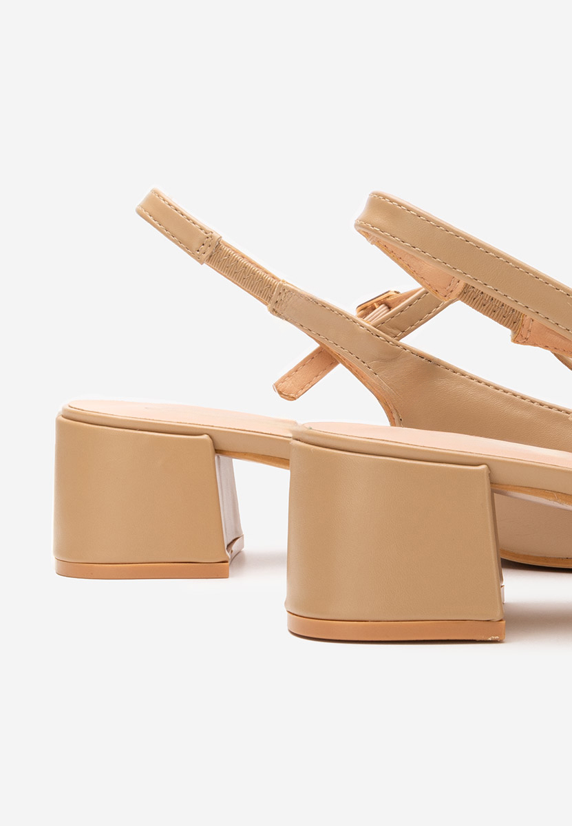 Khaki czółenka na słupku Beatrina V2