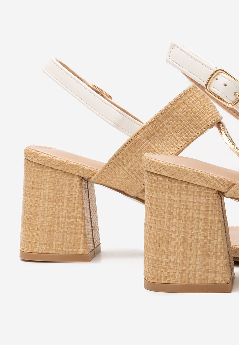 Białe sandały na słupku Annyta