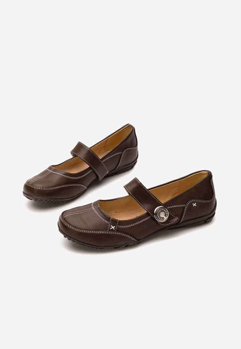 Brązowe baleriny z paskiem Chedia