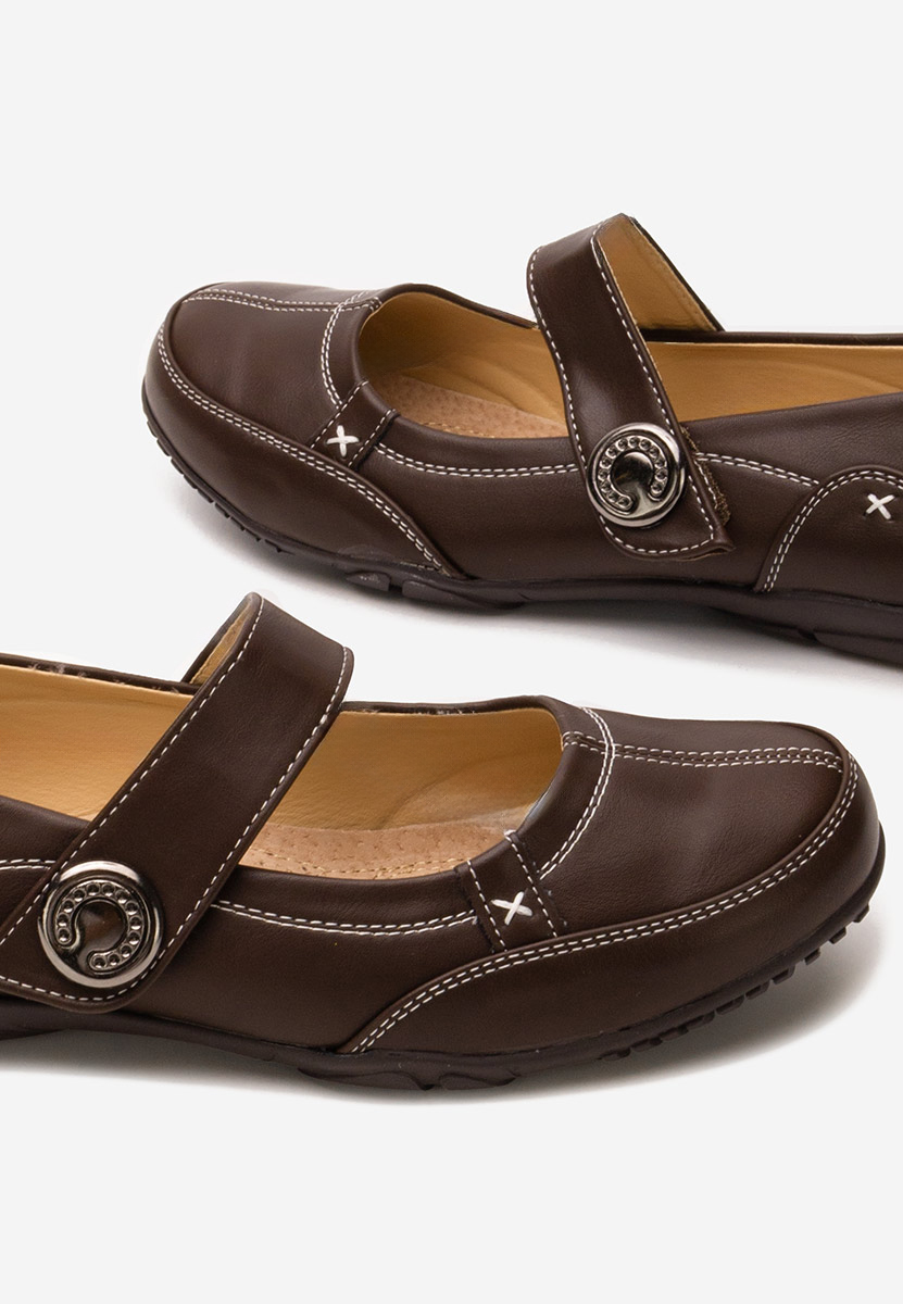 Brązowe baleriny z paskiem Chedia