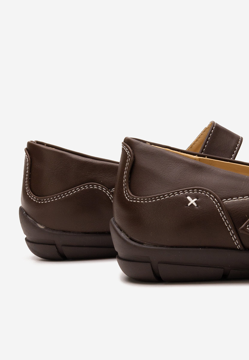 Brązowe baleriny z paskiem Chedia