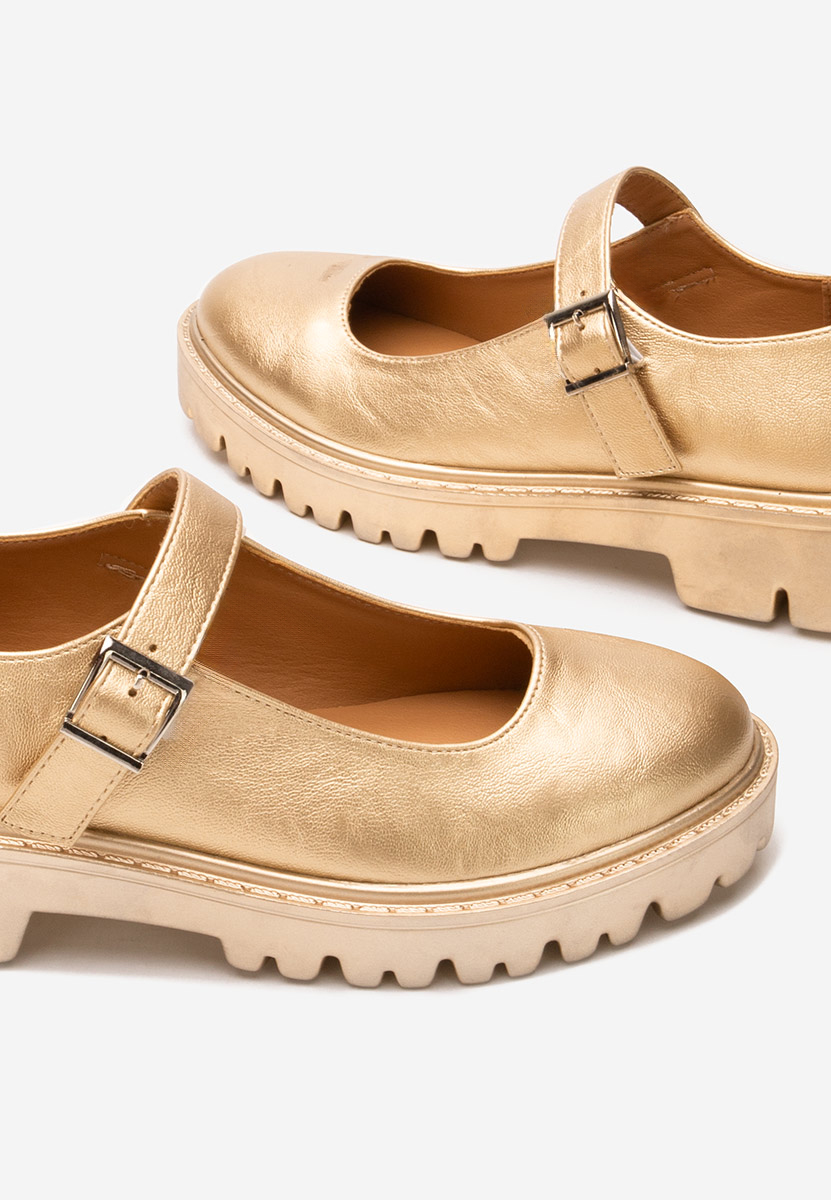 Złote półbuty damskie Orias