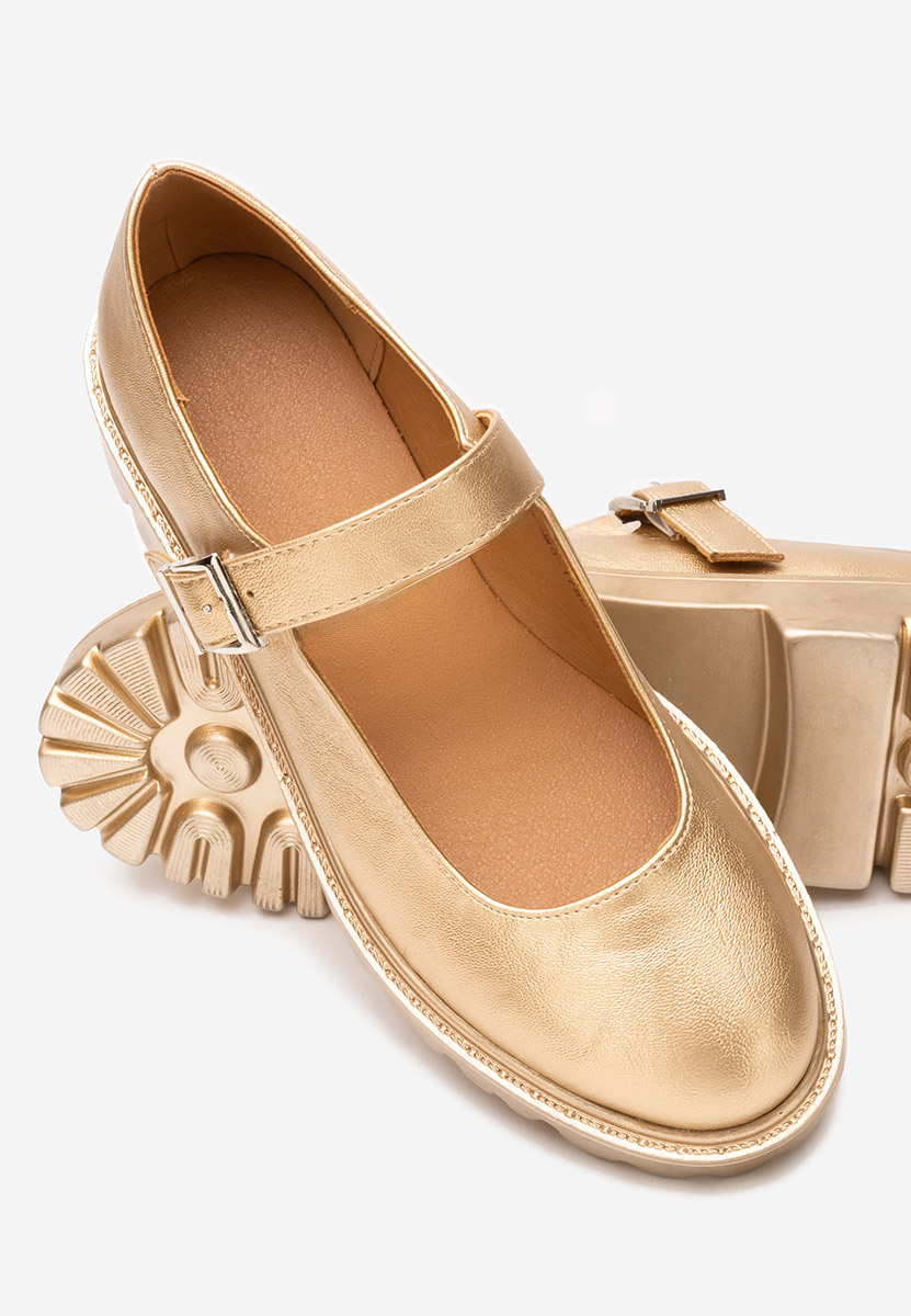 Złote półbuty damskie Orias