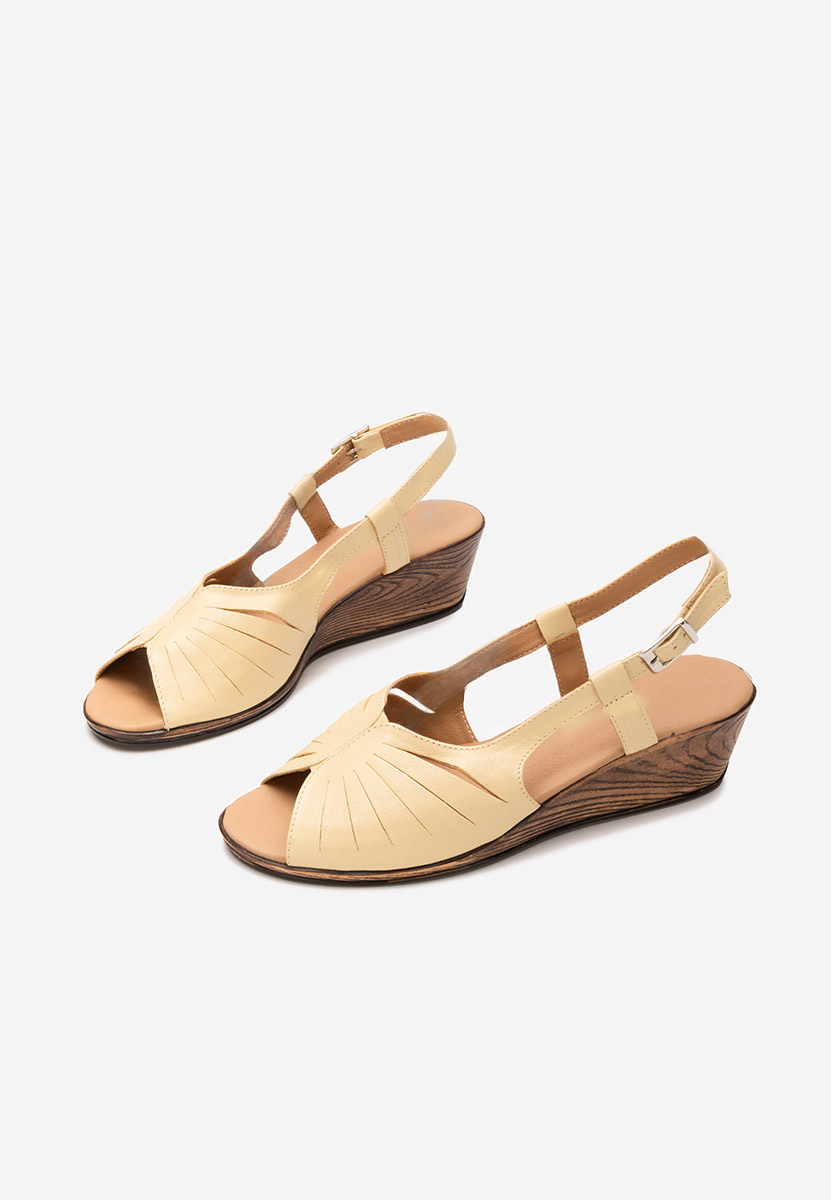Żółte sandały damskie skórzane Lovara