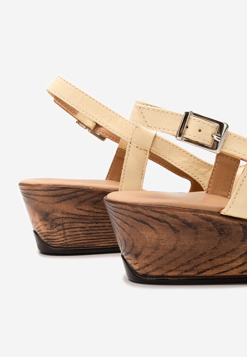 Żółte sandały damskie skórzane Lovara