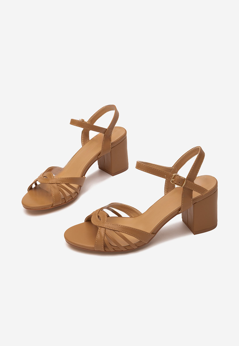 Khaki sandały na słupku Kaida