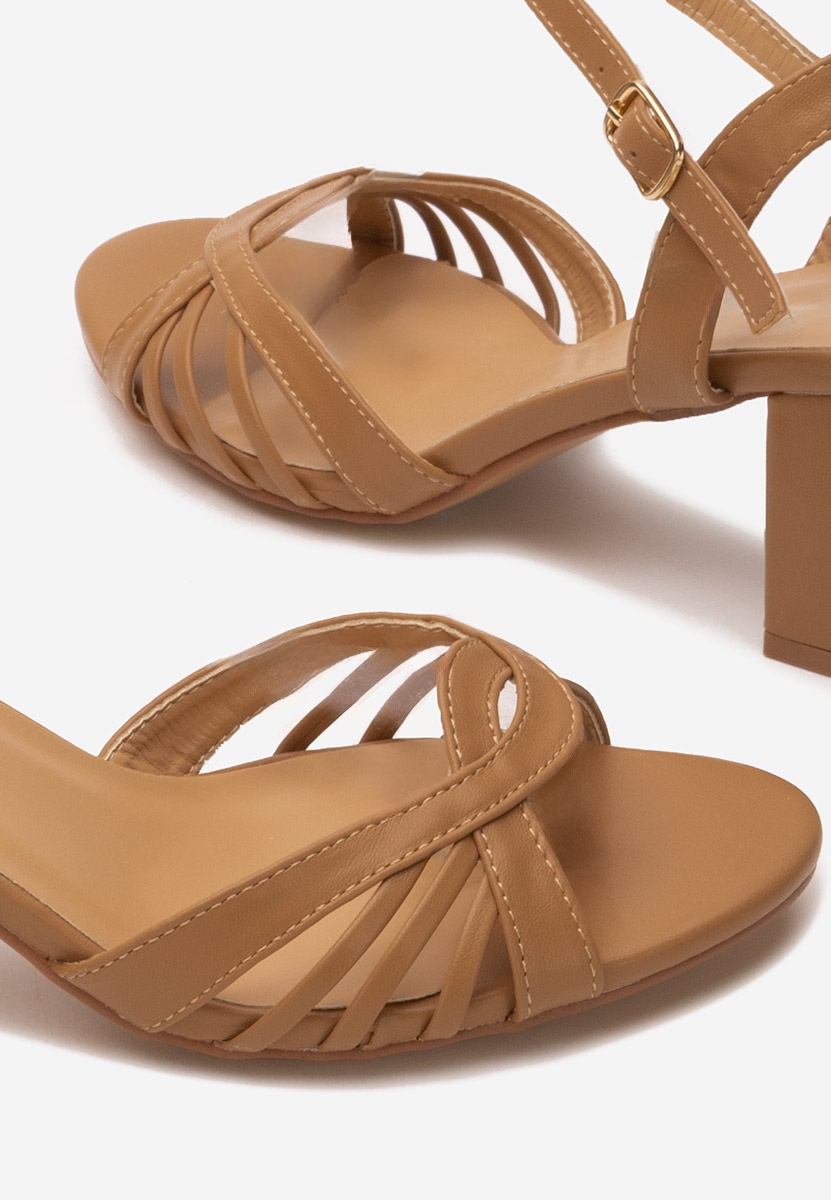 Khaki sandały na słupku Kaida