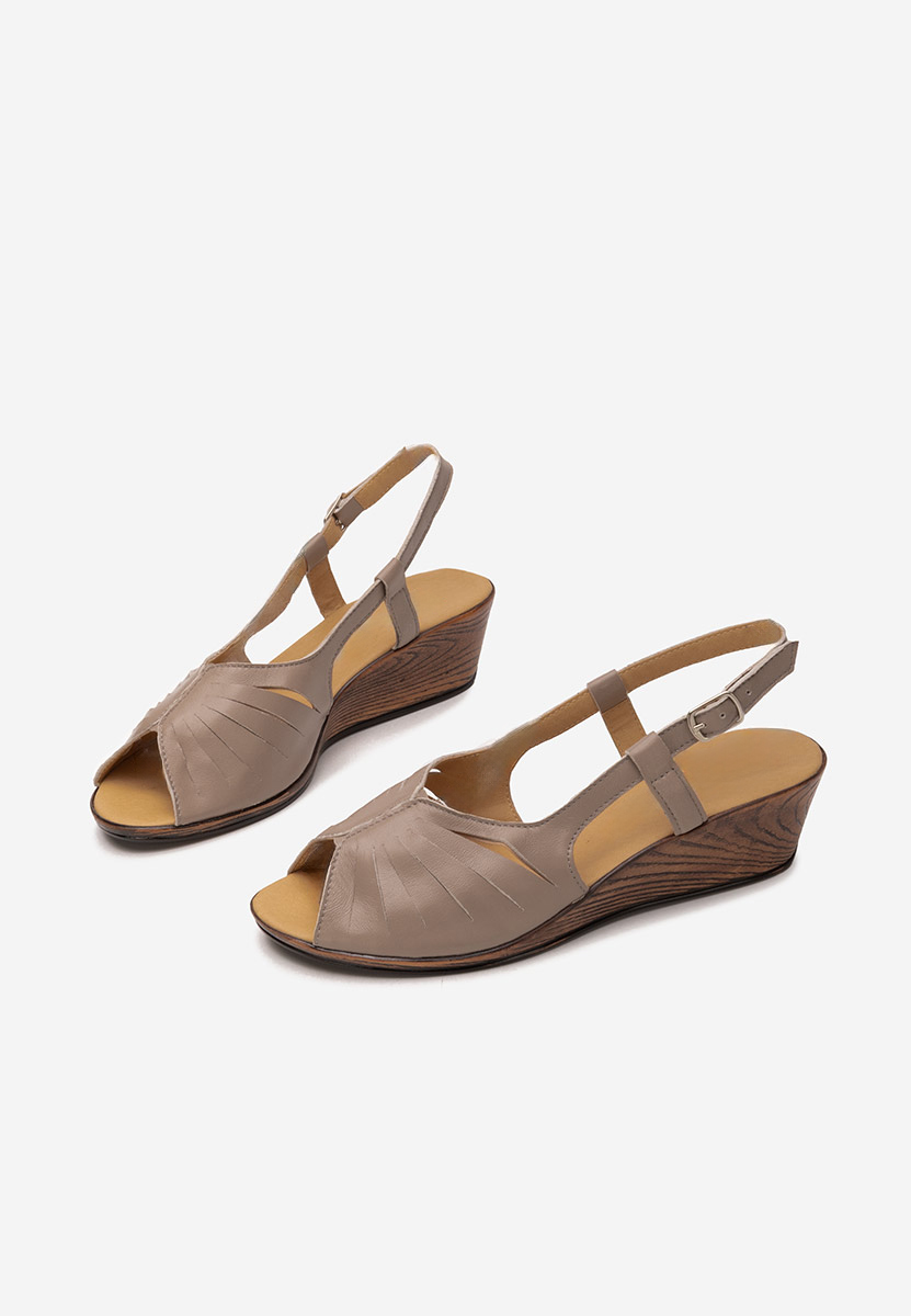 Khaki sandały na niskim koturnie Lovara