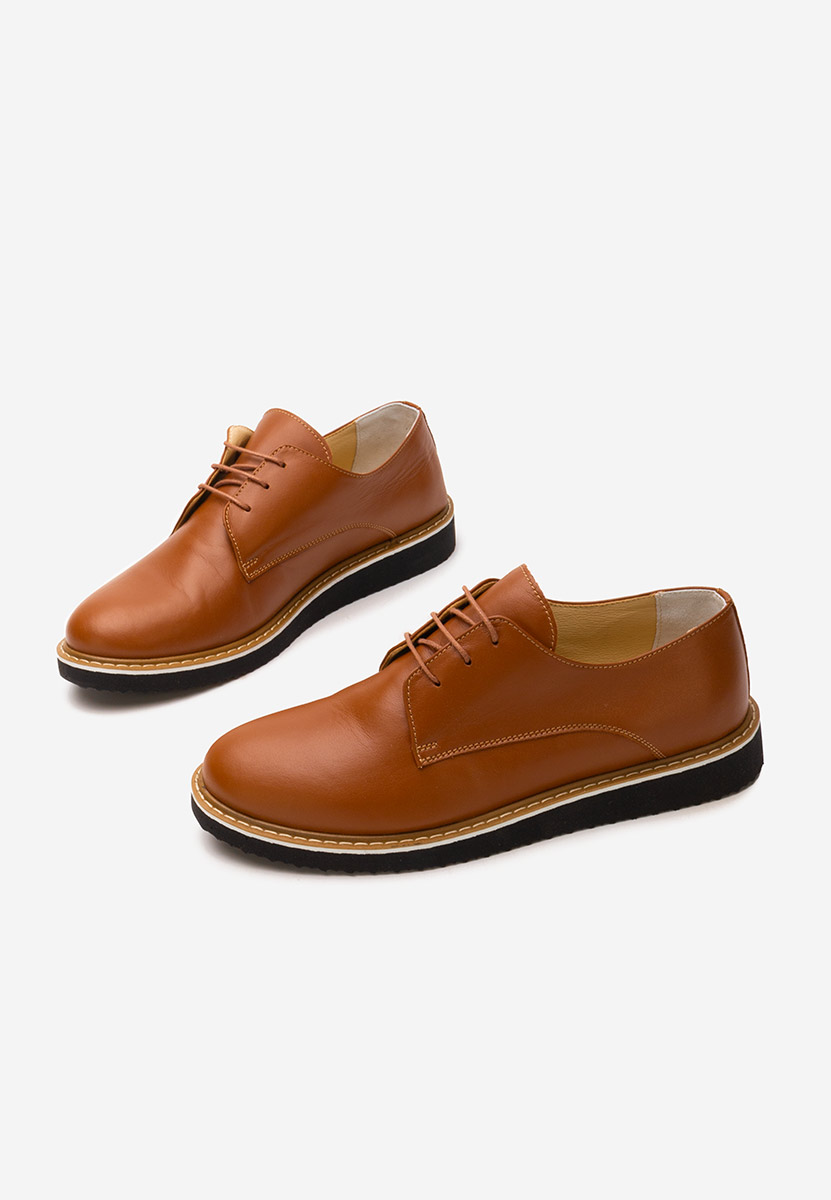 Camelowe oxfordy damskie skórzane Casilas