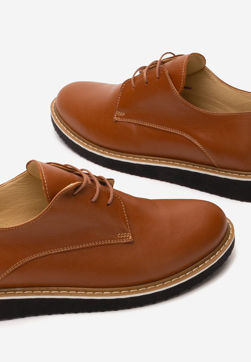 Camelowe oxfordy damskie skórzane Casilas