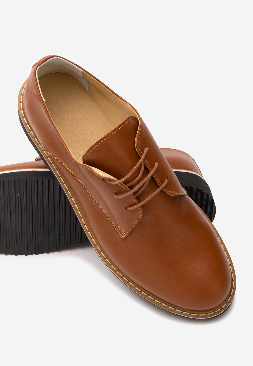 Camelowe oxfordy damskie skórzane Casilas