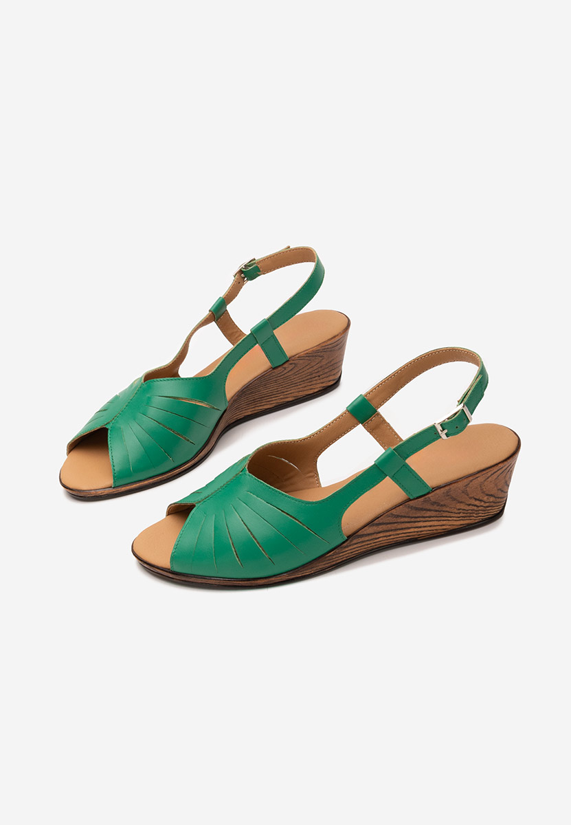 Zielone sandały damskie skórzane Lovara