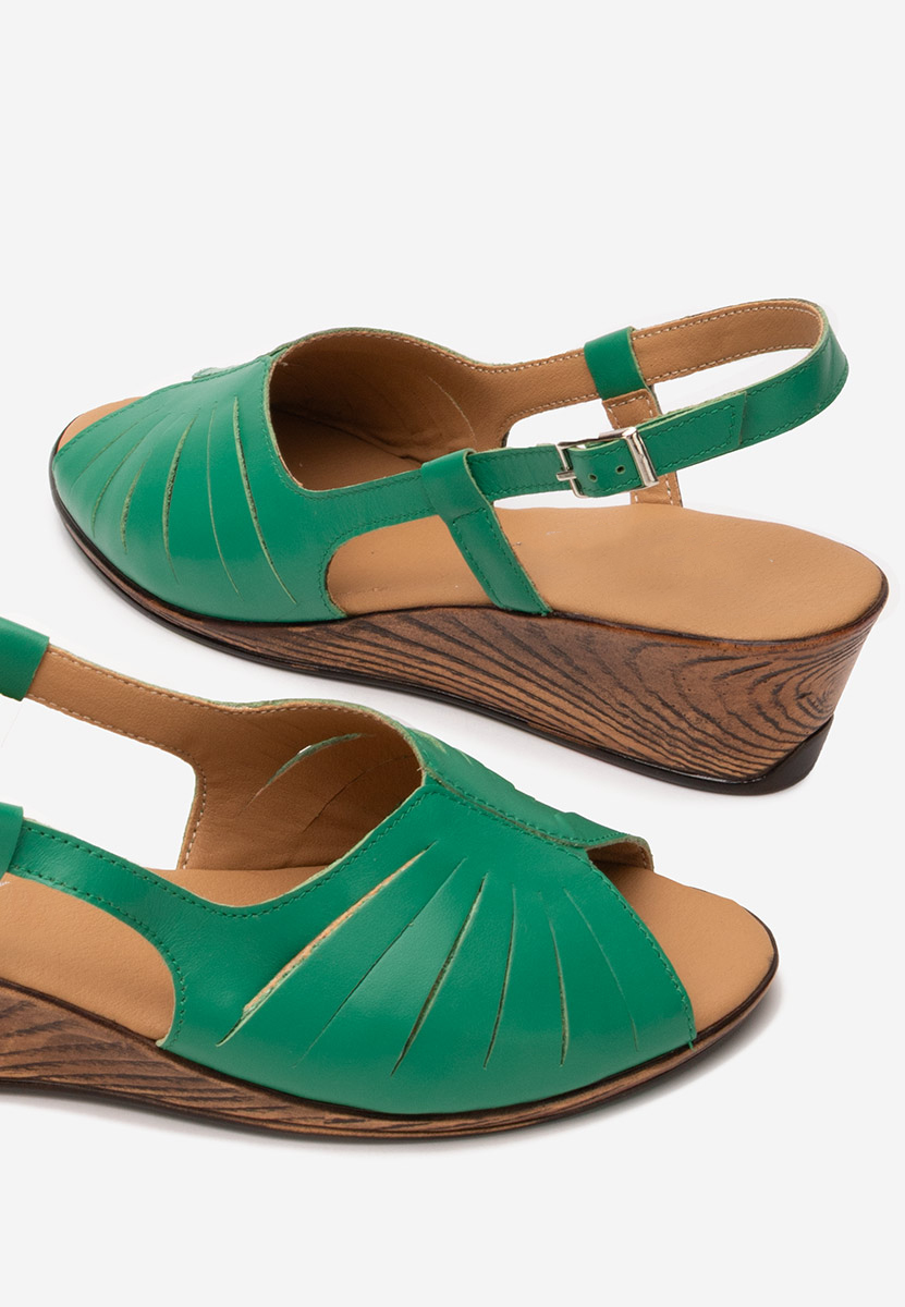 Zielone sandały damskie skórzane Lovara