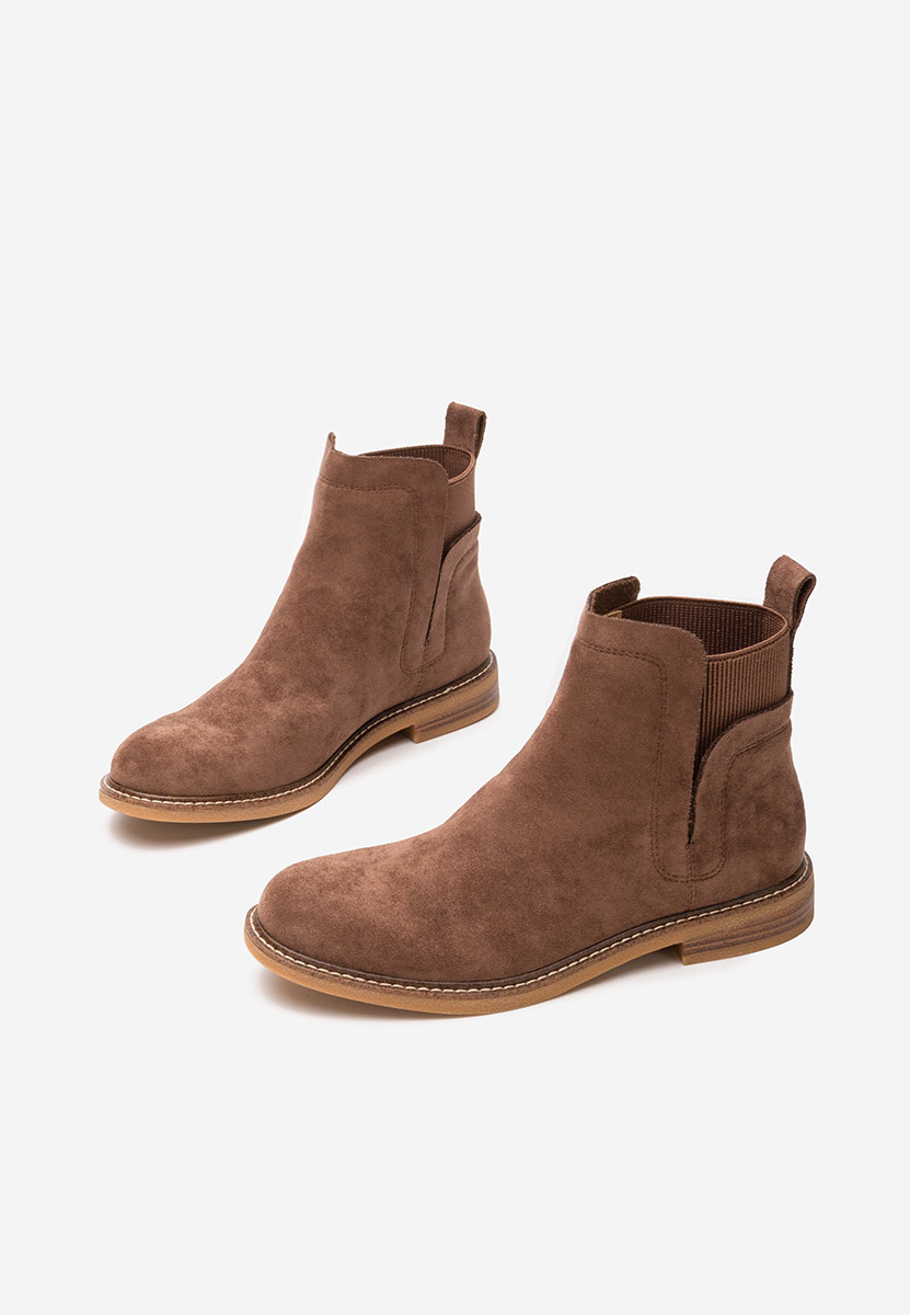 Brązowe botki damskie płaskie Torrenia