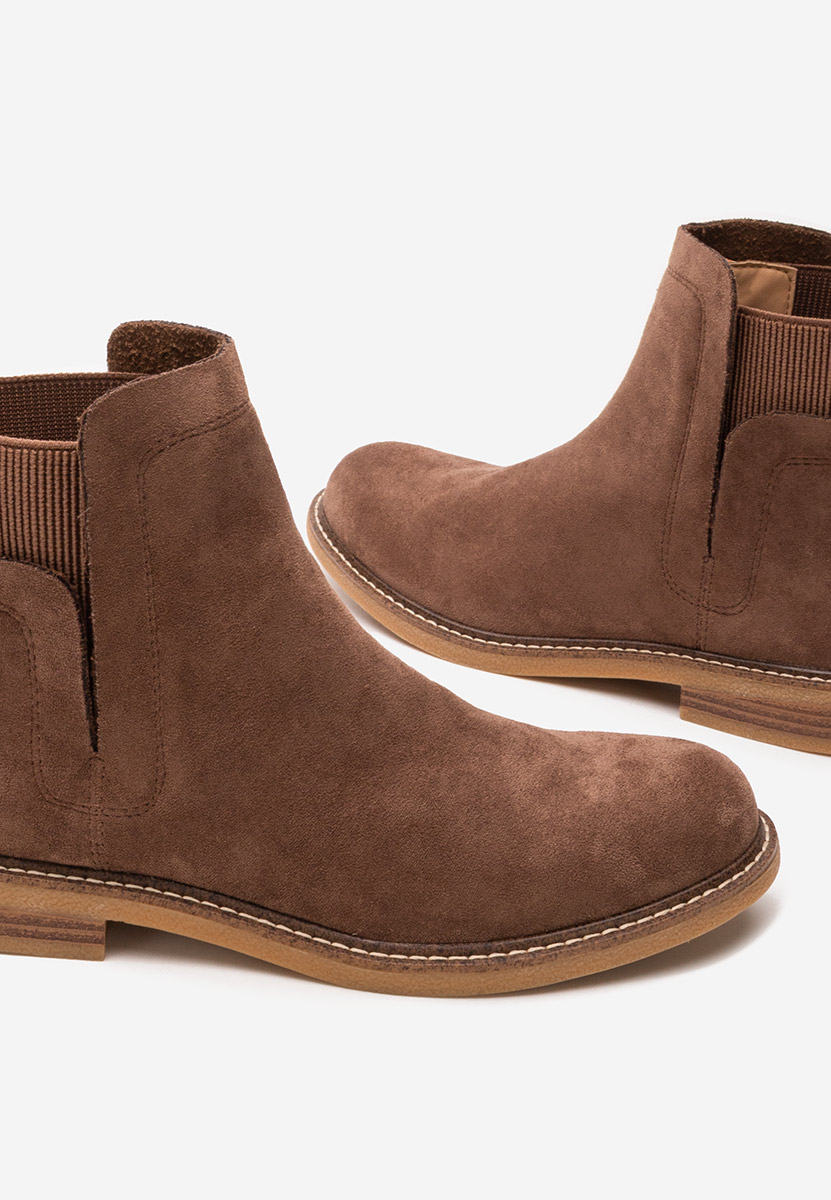 Brązowe botki damskie płaskie Torrenia