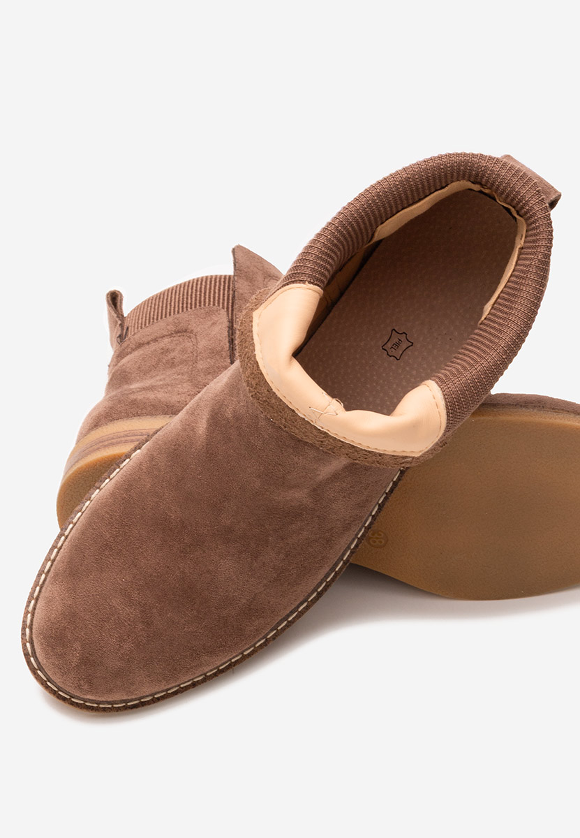 Brązowe botki damskie płaskie Torrenia