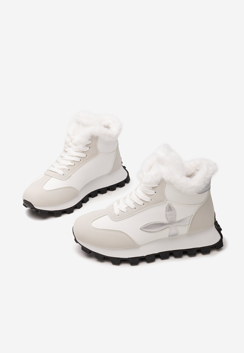 Białe zimowe sneakersy damskie Ozia