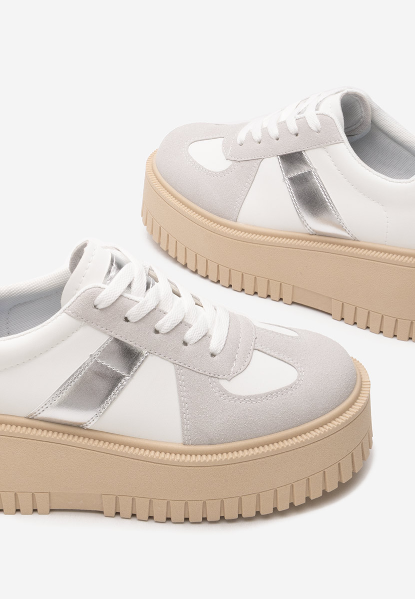 Białe sneakersy na platformie Michele