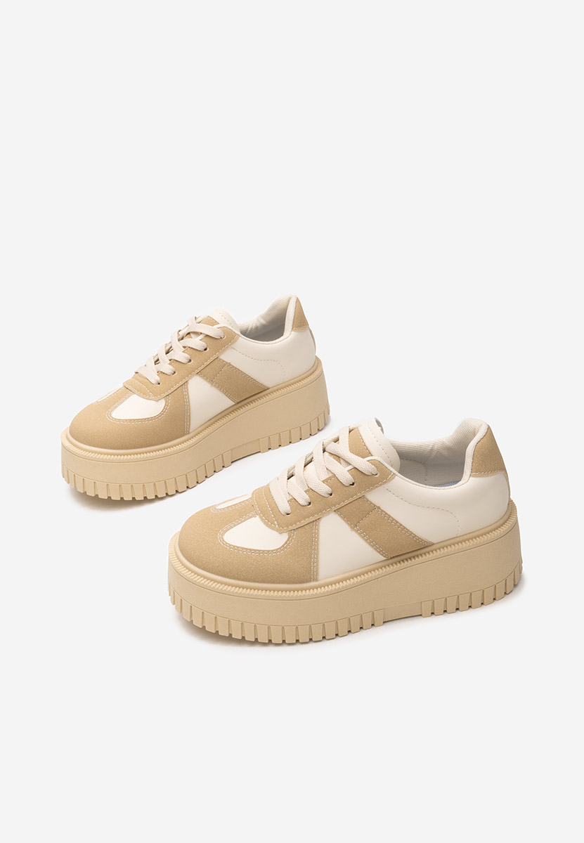 Camelowe sneakersy na platformie Michele