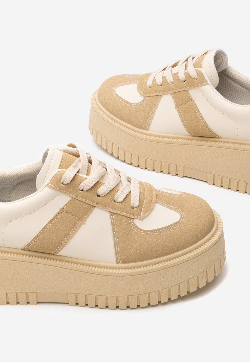 Camelowe sneakersy na platformie Michele