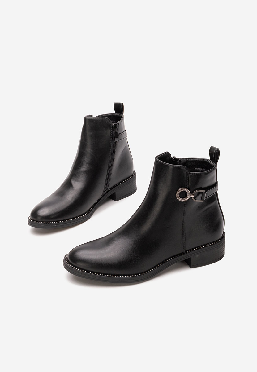 Czarne botki płaskie Ranae