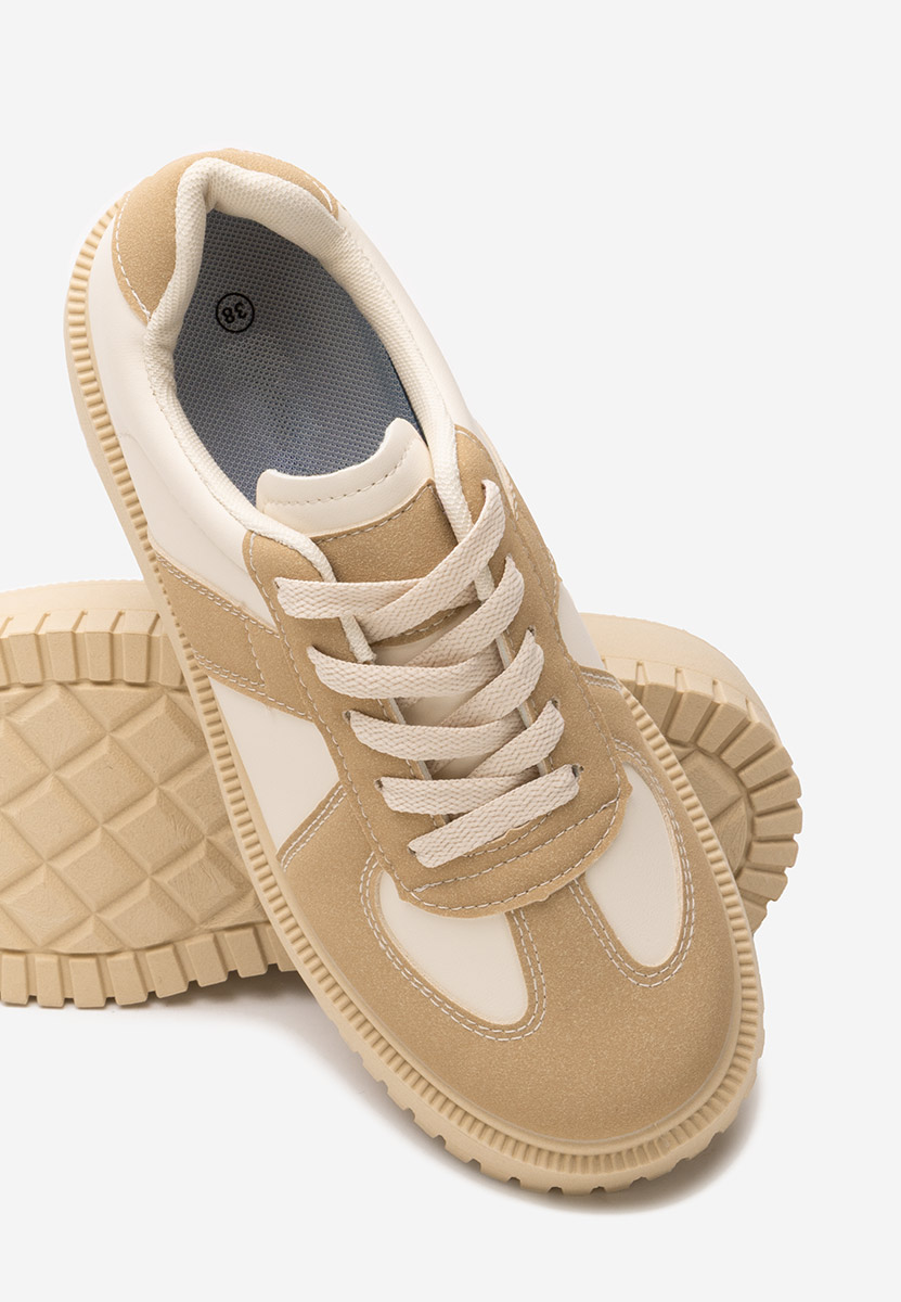 Camelowe sneakersy na platformie Michele