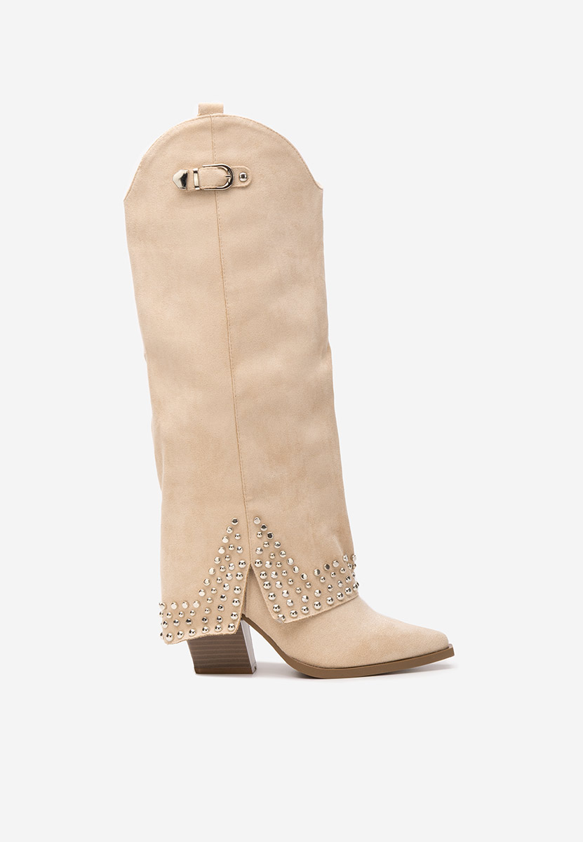 Beżowe kozaki na słupku Raffaela