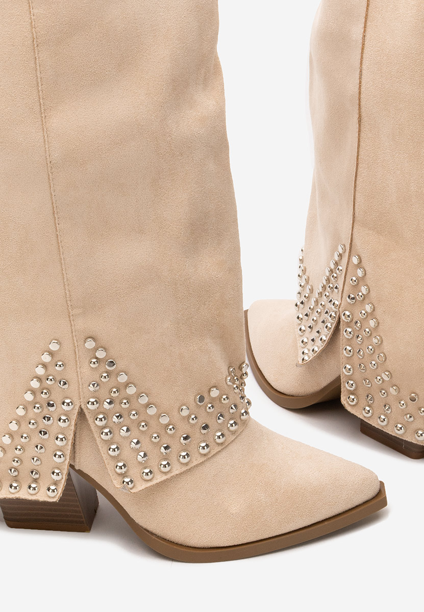 Beżowe kozaki na słupku Raffaela