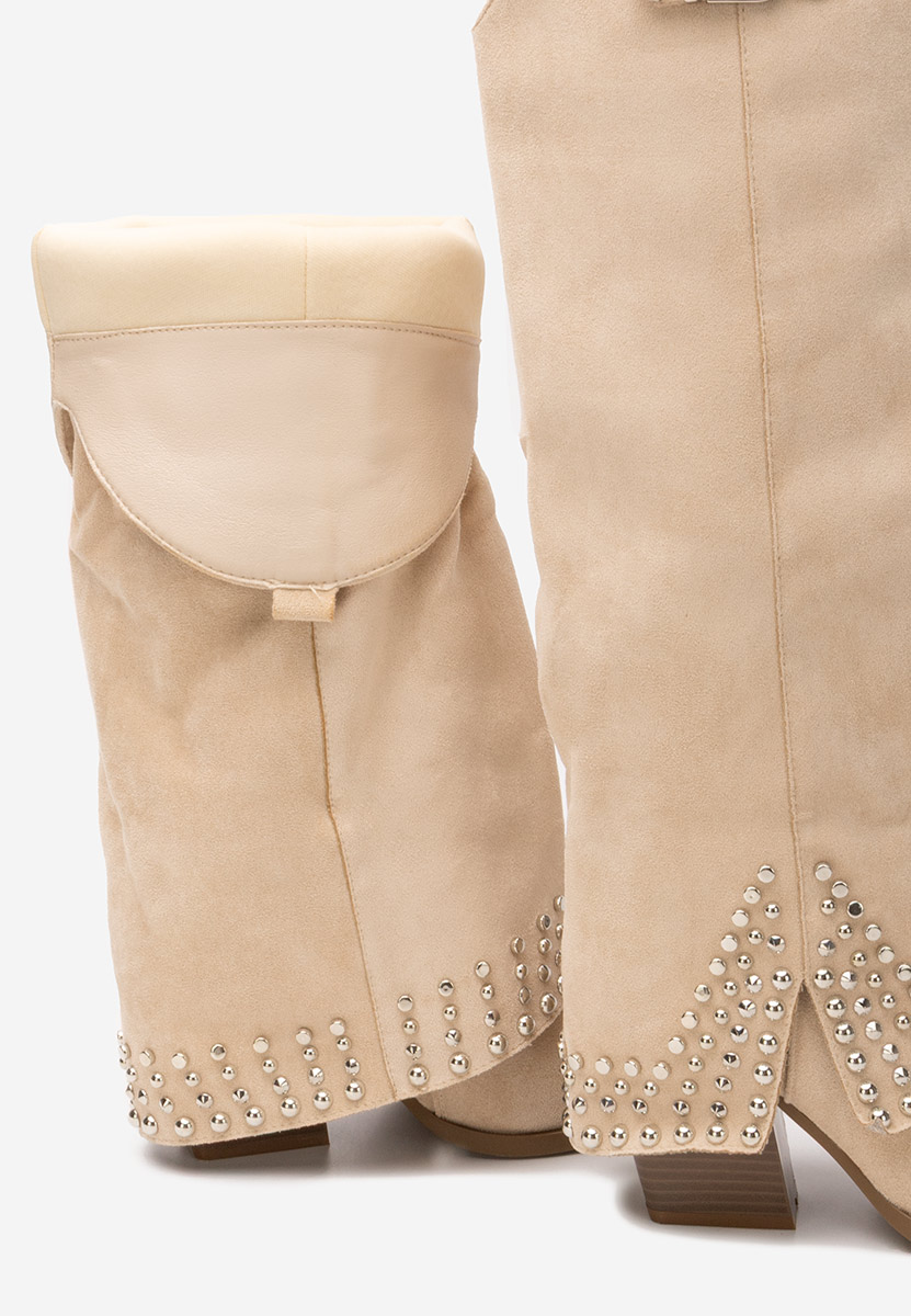 Beżowe kozaki na słupku Raffaela