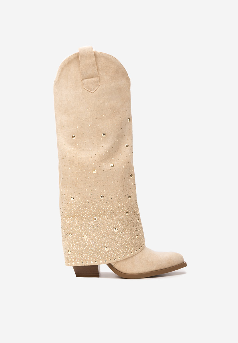 Beżowe kozaki na słupku Millie