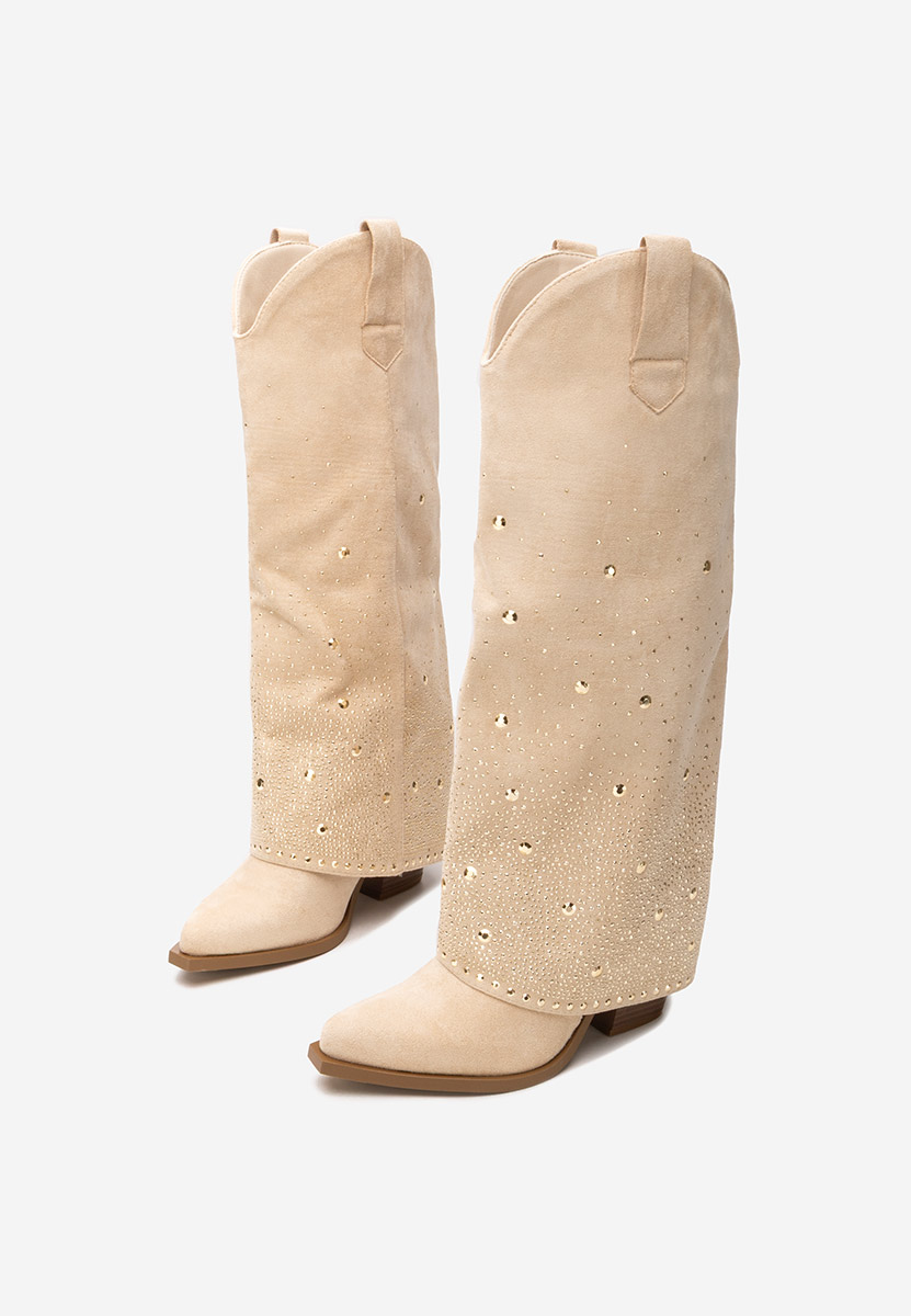 Beżowe kozaki na słupku Millie