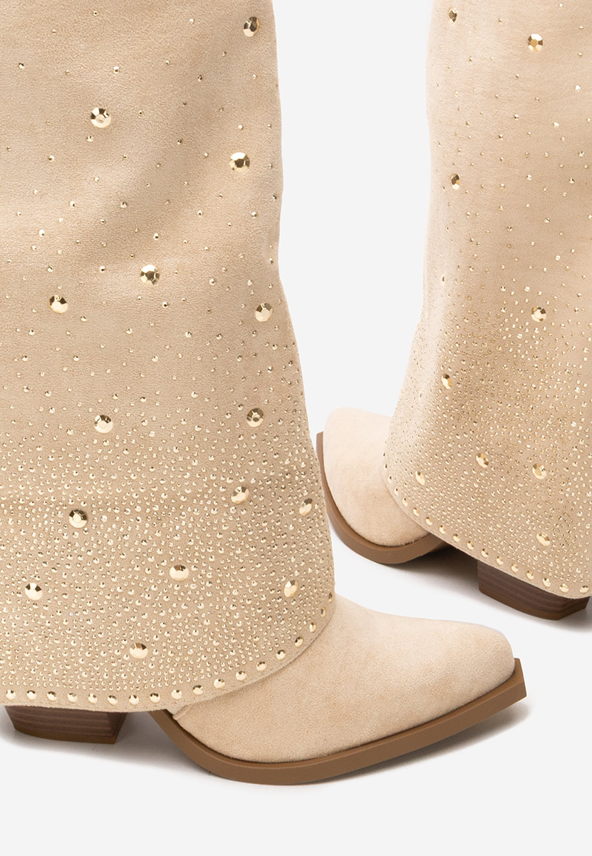 Beżowe kozaki na słupku Millie