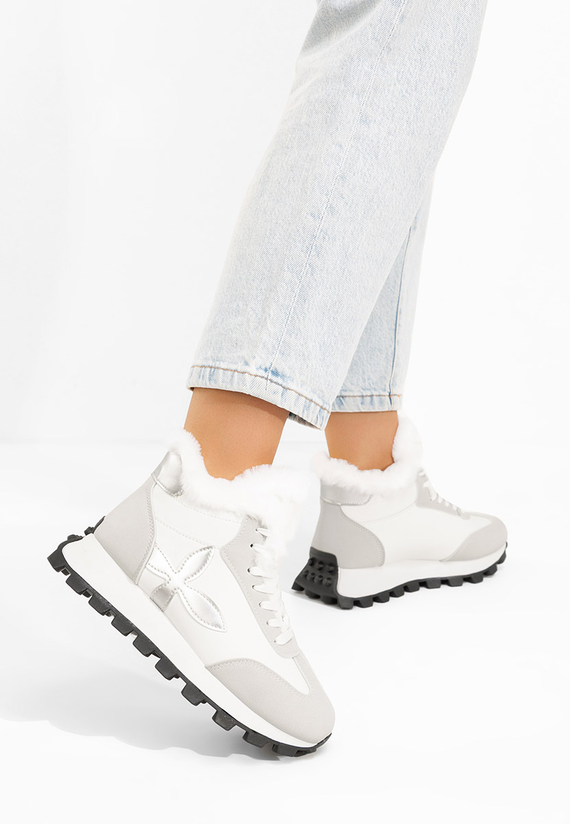 Białe zimowe sneakersy damskie Ozia