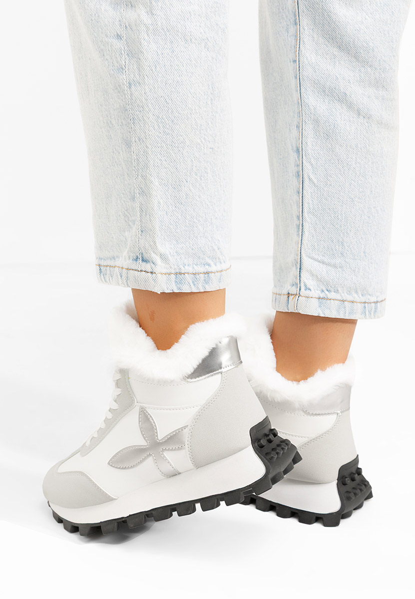 Białe zimowe sneakersy damskie Ozia