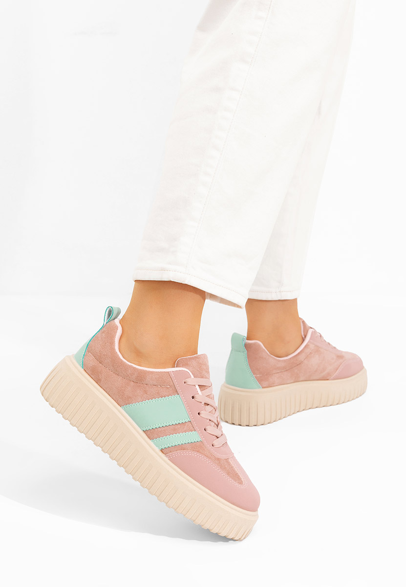 Różowe sneakersy na platformie Pennia