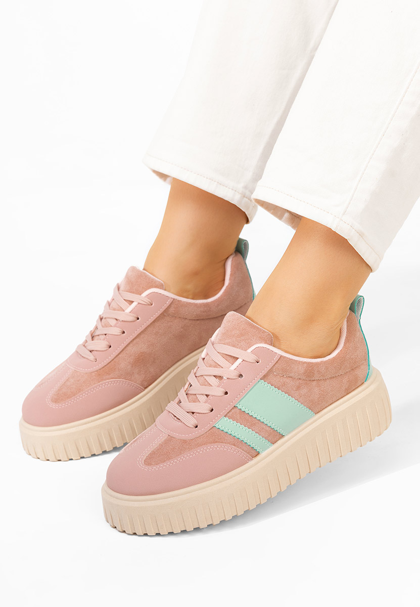 Różowe sneakersy na platformie Pennia